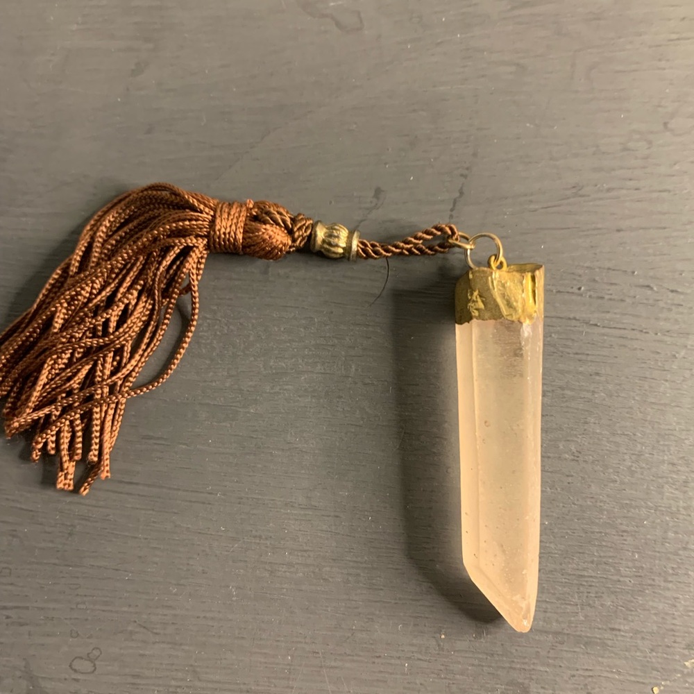 Chic Crystal citrine Pendant with Brown Tassel